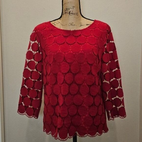 NWOT Talbots Circle Lace Red Top Size M - Picture 1 of 6